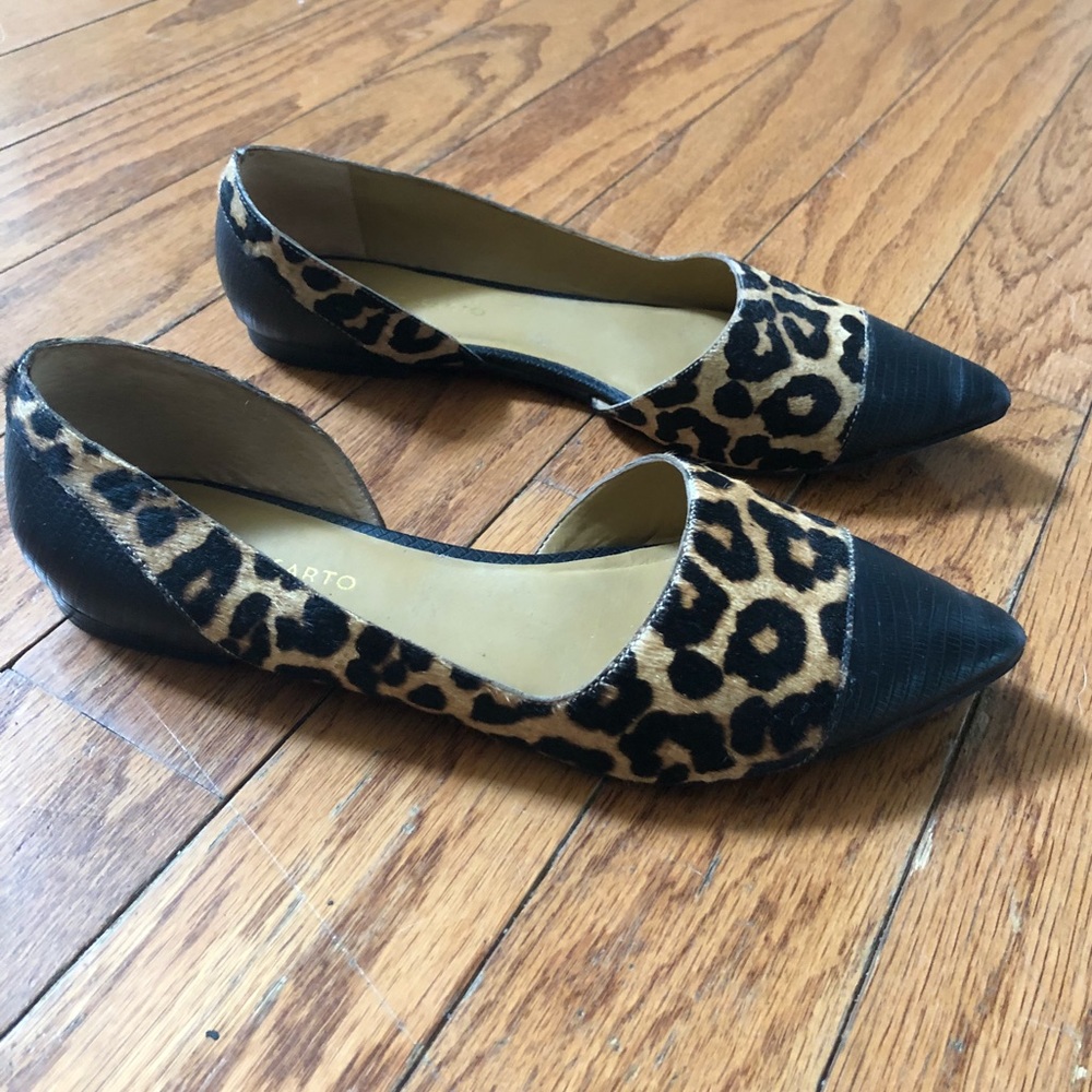 Franco Sarto D’Orsay leather cheetah flat